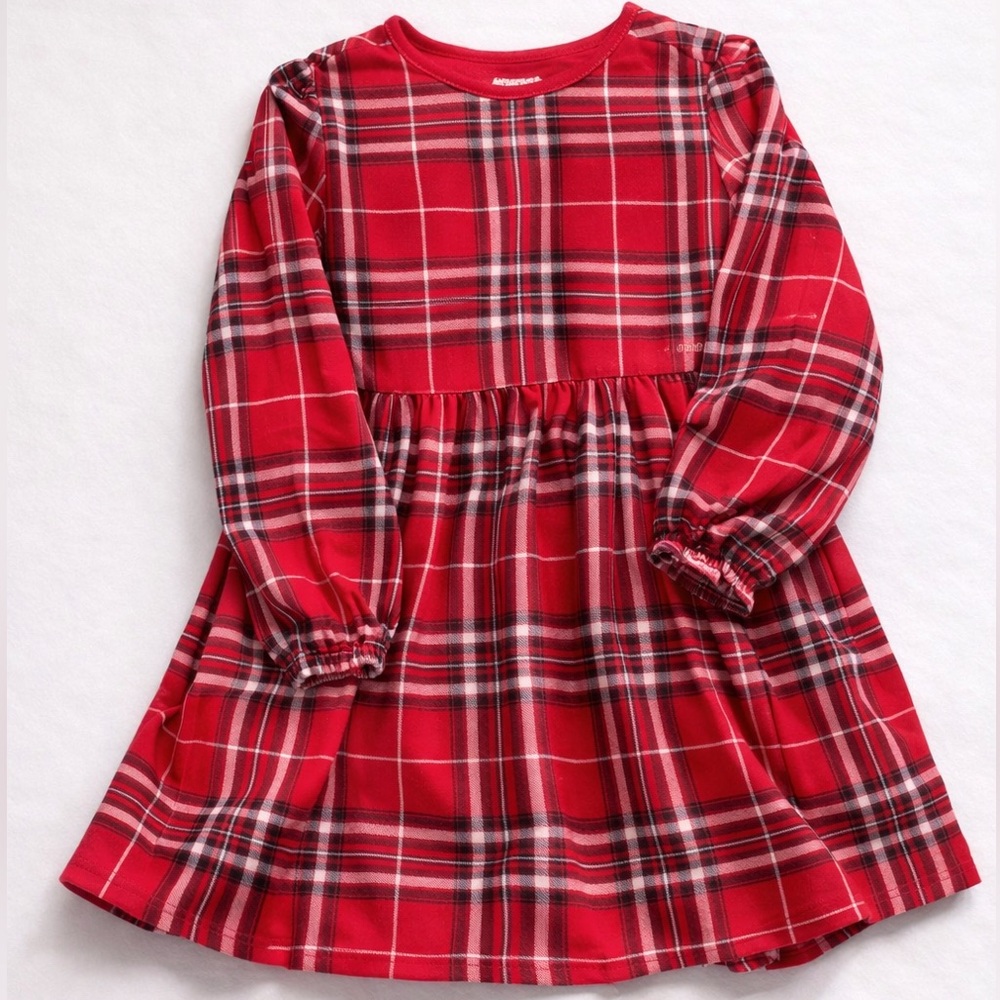 Garanimals Red Plaid Dress 12M Baby Girl Holiday Long Sleeve Knit Dress